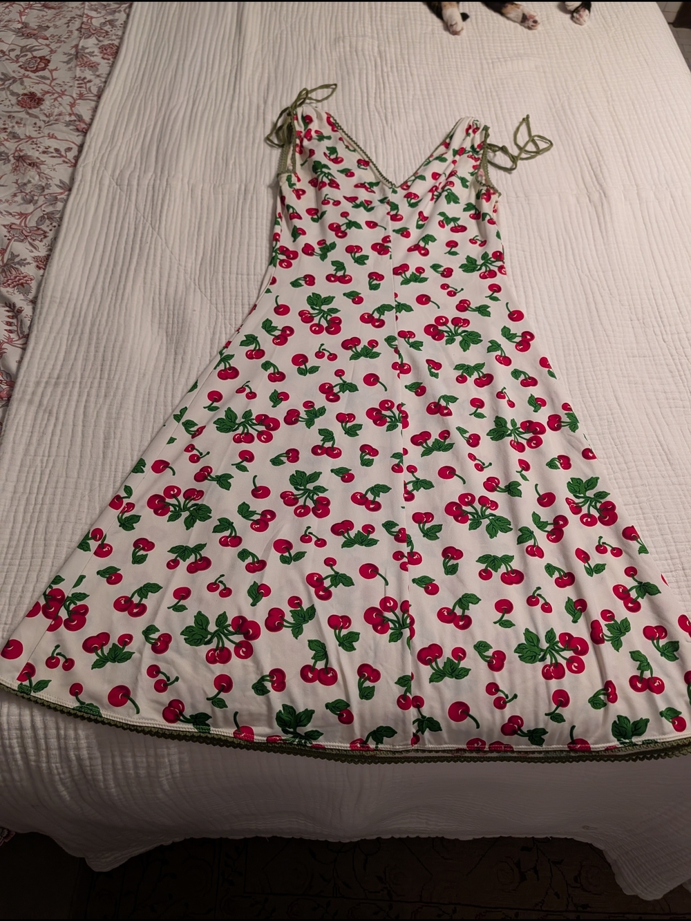 Pinup Couture White Cherry-Print Midi Dress - Picture 2 of 5